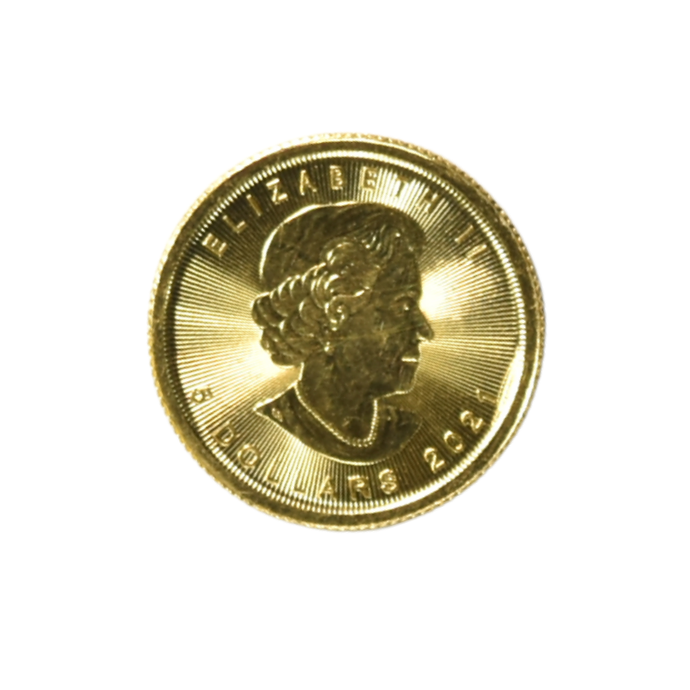 Moneda de Oro Maple Leaf Canadá 1/10 oz 2021 – 5 Dólares (Ley 9999)