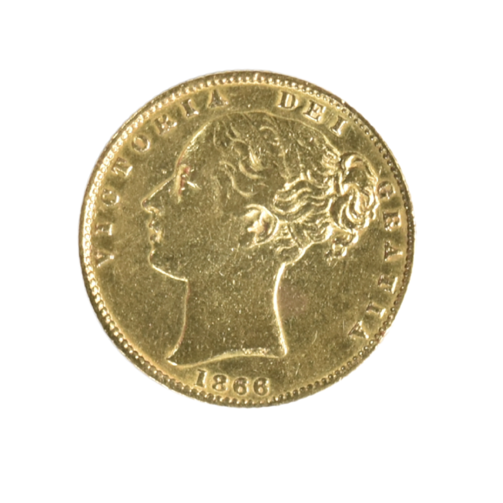 Moneda de Oro Soberano Inglés 1866 – Reina Victoria “Escudo” 