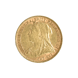 Moneda de Oro Soberano Británico 1893 Reina Victoria 22K