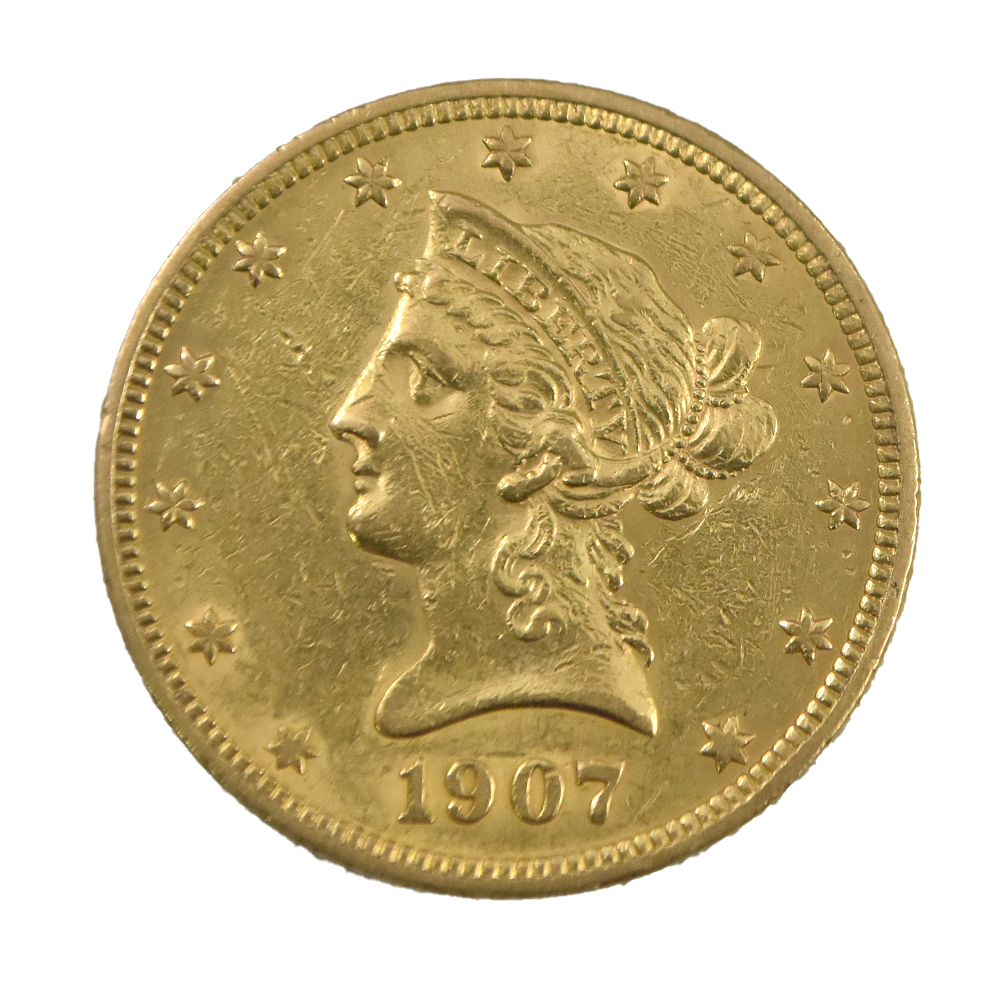 Moneda de Oro 10 Dólares Estados Unidos 1907 (Eagle Liberty Head)