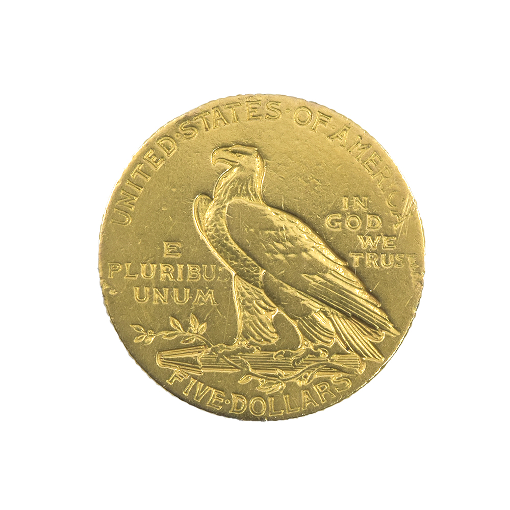 Moneda de Oro 5 Dólares Estados Unidos 1908 (Half Eagle Indian Head)