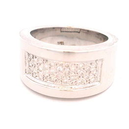 Anillo de Oro Blanco 18K Tuerca Rodinada con 28 Diamantes Naturales
