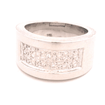 Anillo de Oro Blanco 18K Tuerca Rodinada con 28 Diamantes Naturales