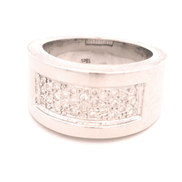 Anillo de Oro Blanco 18K Tuerca Rodinada con 28 Diamantes Naturales