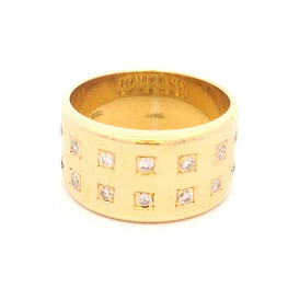 Anillo de Oro Amarillo 18K Tuerca con 14 Diamantes Naturales