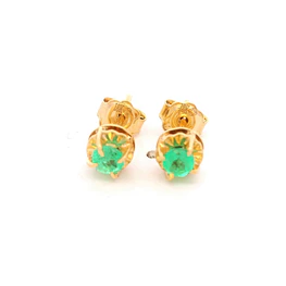 Aros de Oro Amarillo 18K Chatón con Esmeraldas