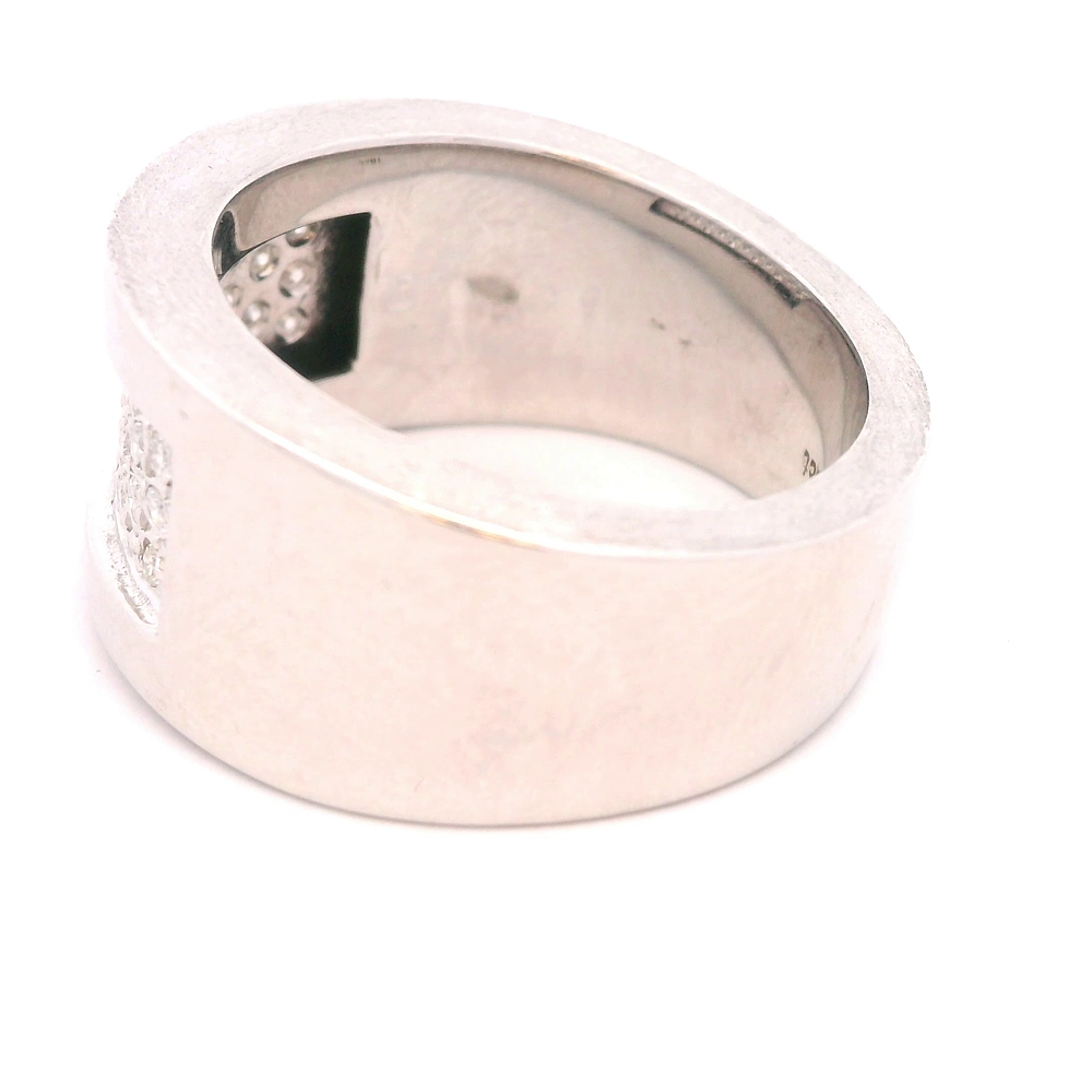 Anillo de Oro Blanco 18K Tuerca Rodinada con 28 Diamantes Naturales