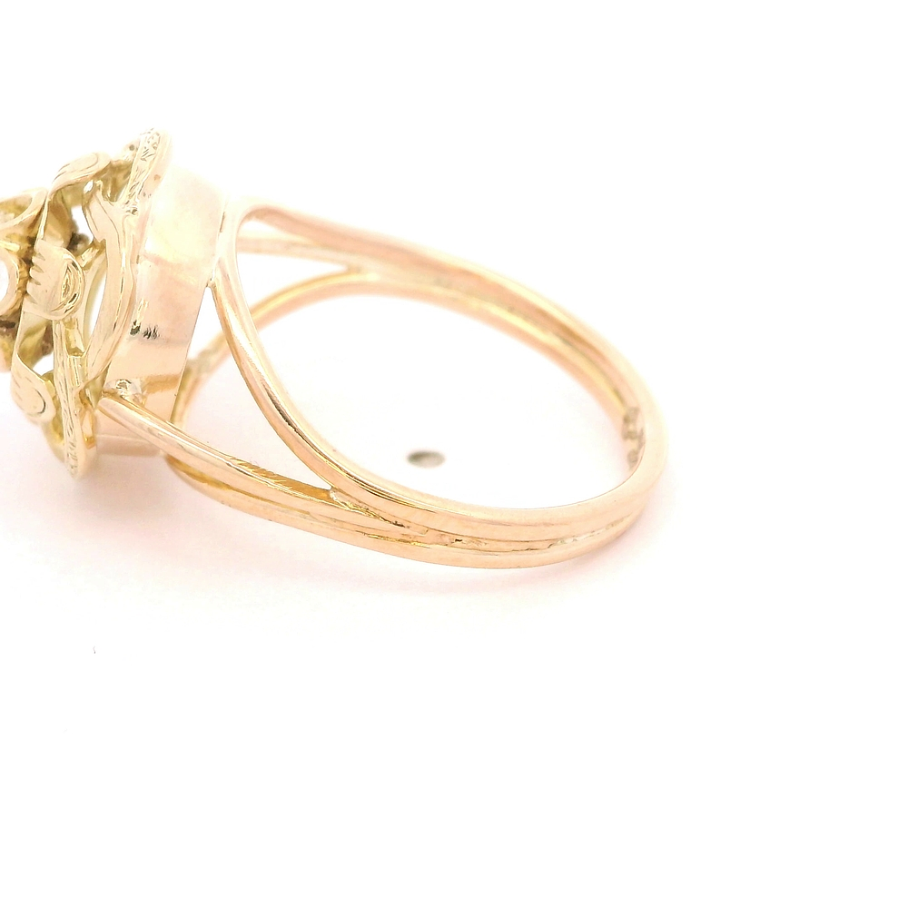Anillo de Oro Amarillo 18K Flor con Diamante 