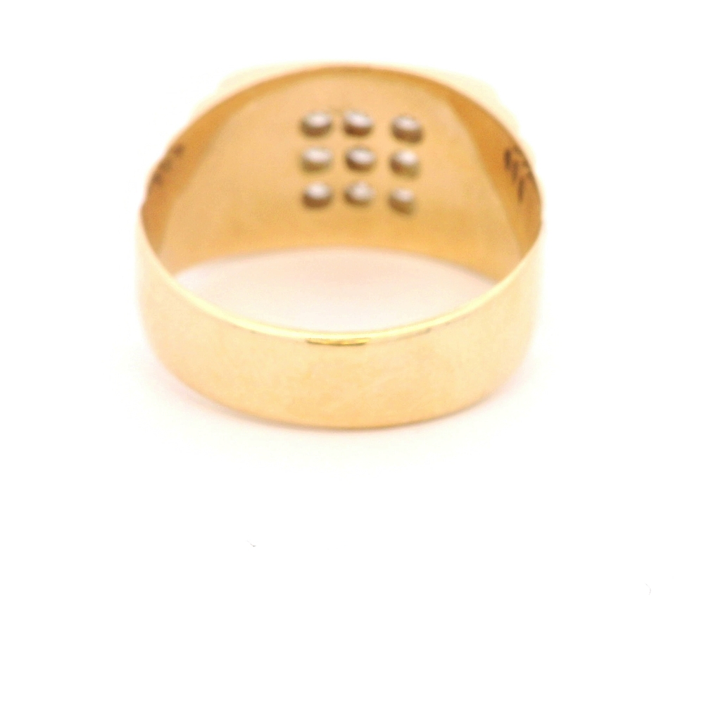 Anillo de Oro Bicolor 18K Sello con 9 Diamantes Naturales