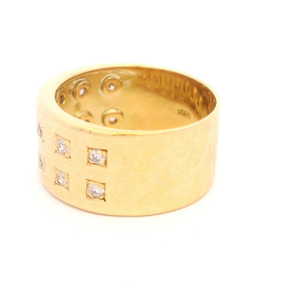 Anillo de Oro Amarillo 18K Tuerca con 14 Diamantes Naturales