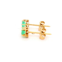 Aros de Oro Amarillo 18K Chatón con Esmeraldas