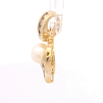 Colgante de Oro Amarillo 14K Corazón con Diamantes y Perla