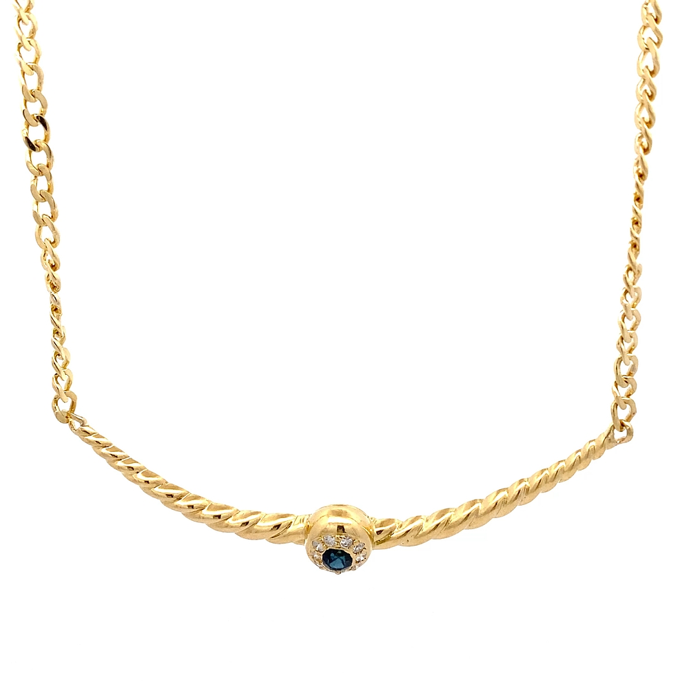 Cadena de Oro Amarillo 18K Groumet con Dije Halo de Zafiro y Diamantes