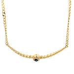 Cadena de Oro Amarillo 18K Groumet con Dije Halo de Zafiro y Diamantes