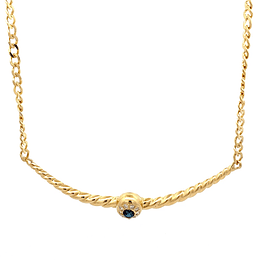 Cadena de Oro Amarillo 18K Groumet con Dije Halo de Zafiro y Diamantes