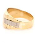 Anillo de Oro Bicolor 18K Sello con 9 Diamantes Naturales