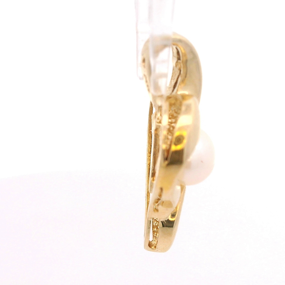 Colgante de Oro Amarillo 14K Corazón con Diamantes y Perla