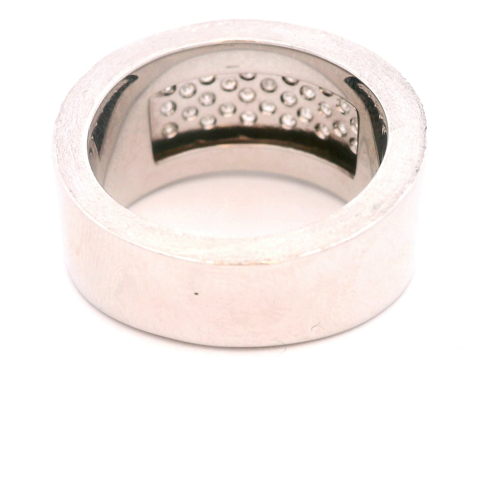 Anillo de Oro Blanco 18K Tuerca Rodinada con 28 Diamantes Naturales