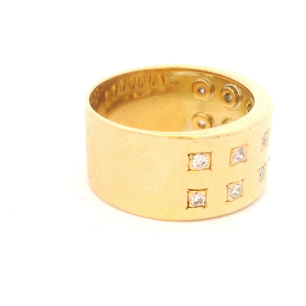 Anillo de Oro Amarillo 18K Tuerca con 14 Diamantes Naturales