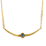 Cadena de Oro Amarillo 18K Groumet con Dije Halo de Zafiro y Diamantes