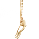 Cadena Gargantilla de Oro Amarillo 18K Barbada con Dije Triangular de Diamantes