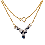 Cadena de Oro Bicolor 18K Espigada con Diamantes y Zafiros