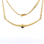 Cadena de Oro Amarillo 18K Groumet con Dije Halo de Zafiro y Diamantes