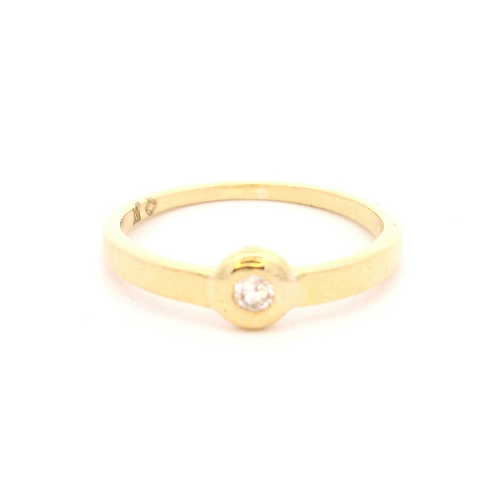 Anillo de Oro Amarillo 18K Solitario con Diamante