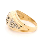 Anillo de Oro Amarillo 14K Sello Bombé con 29 Diamantes