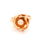 Anillo de Oro Amarillo 18K Flor con Diamante 