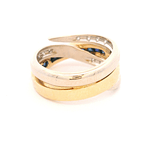 Anillo de Oro Bicolor 18K Entrelazado con 11 Diamantes y 12 Zafiros Princess