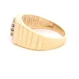 Anillo de Oro Amarillo 10K Sello con 27 Diamantes