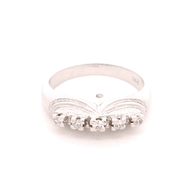 Anillo de Oro Blanco 18K Mini Cintillo con 5 Diamantes