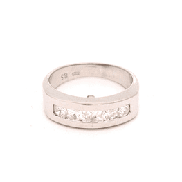 Anillo de Oro Blanco 18K Cintillo con 5 Diamantes