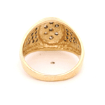 Anillo de Oro Amarillo 14K Sello Bombé con 29 Diamantes