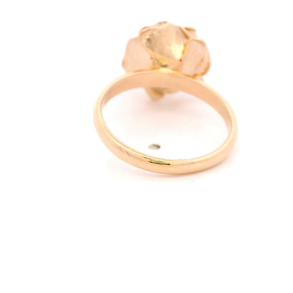 Anillo de Oro Amarillo 18K Flor con Diamante 
