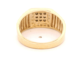 Anillo de Oro Amarillo 10K Sello con 27 Diamantes