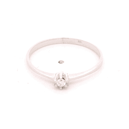 Anillo de Oro Blanco 18K Solitario con Diamante