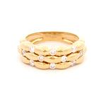 Anillo de Oro Amarillo 18K Cintillo Calado Ovalado con 10 Diamantes