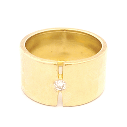 Anillo de Oro Amarillo 18K Tipo Tuerca con Diamante 0,15 ct