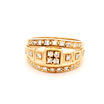 Anillo de Oro Amarillo 18K Bombé Calado con 28 Diamantes