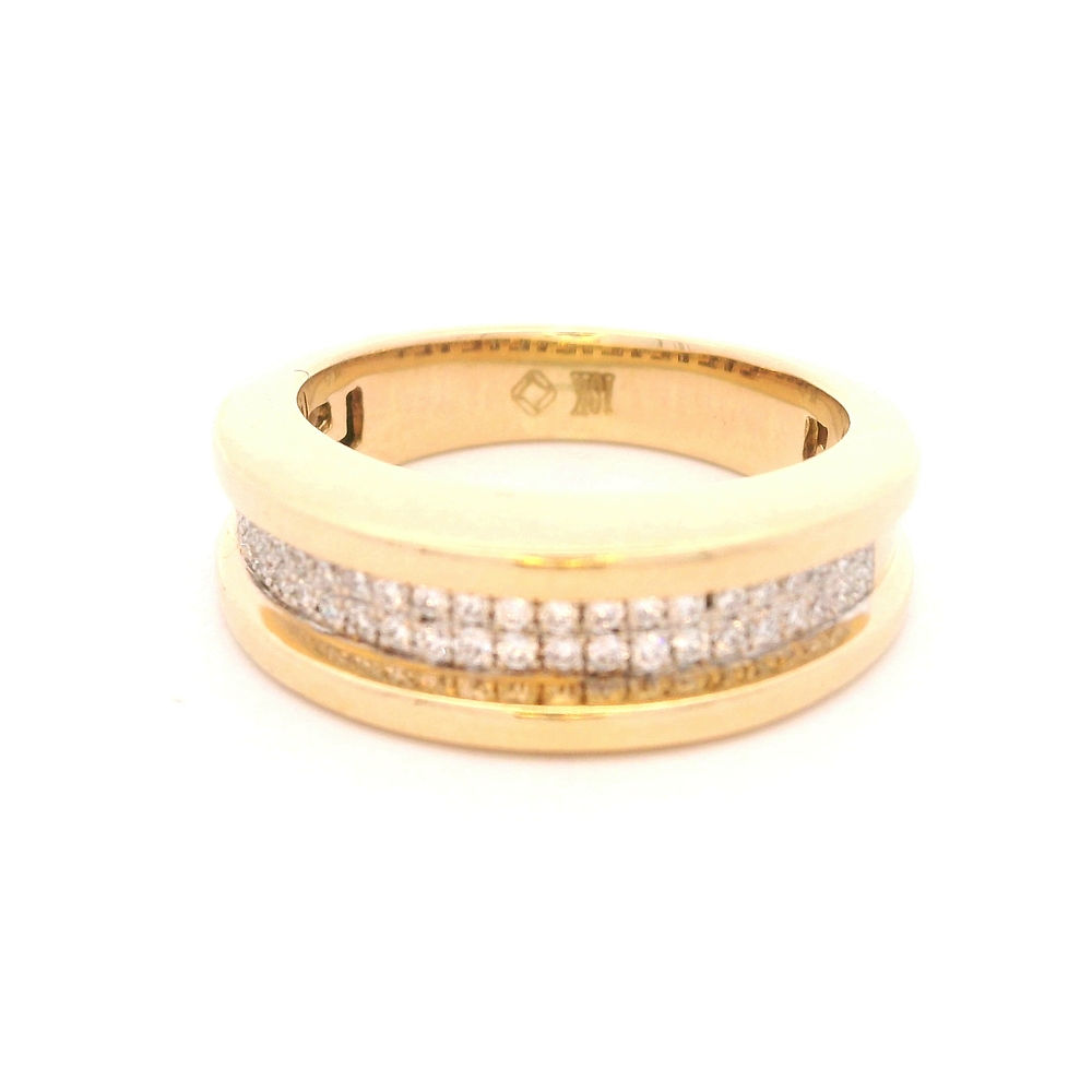 Anillo de Oro Amarillo 18K Cintillo Doble con 42 Diamantes