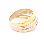 Anillo de Oro Bicolor 18K Cintillo Doble Entrelazado con 18 Diamantes