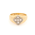 Anillo de Oro Amarillo y Blanco 18K Sello Rombo con Diamantes