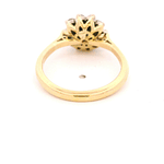Anillo de Oro Amarillo 18K Flor con Zafiro Central y 10 Diamantes