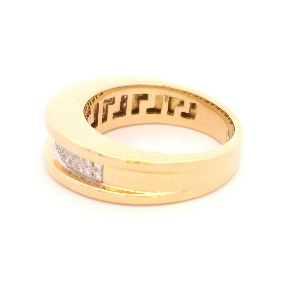 Anillo de Oro Amarillo 18K Cintillo Doble con 42 Diamantes