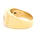 Anillo de Oro Amarillo 18K Sello Rectangular con 6 Diamantes
