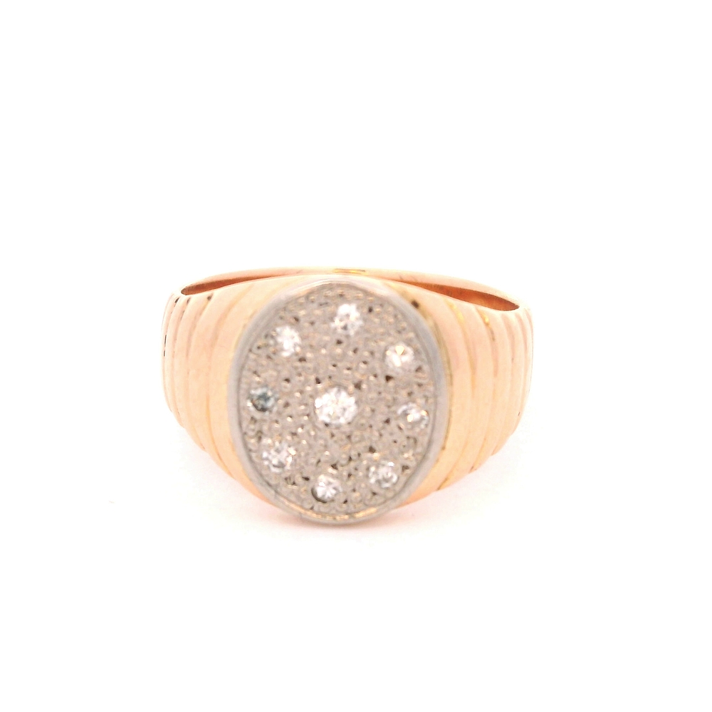 Anillo de Oro Rosado y Blanco 18K Sello Bicolor con Diamantes