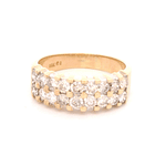 Anillo de Oro Amarillo 14K Cintillo Doble con 18 Diamantes