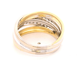 Anillo de Oro Bicolor 18K Cintillo Doble Entrelazado con 18 Diamantes